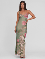 JULIANNA DRESS - GREEN : FLORAL : ROCCOCO FLORAL